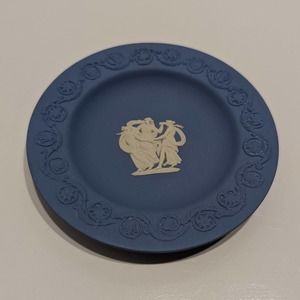 Wedgwood Jasperware Pale Blue Round Plate, 3 Dancing Goddesses – Made in England